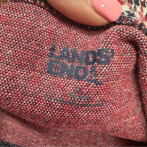 Lands' End red navy Cream Long Sleeve Boxy tunic top sz 1X cotton blend nautical - Picture 7 of 10